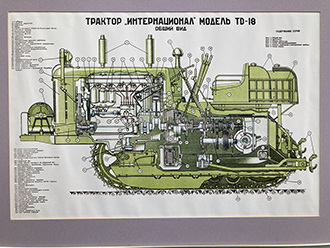 Учебный плакат — общий вид трактора «Интернационал» модель TD-18, Научно-технический музей истории трактора, Чебоксары