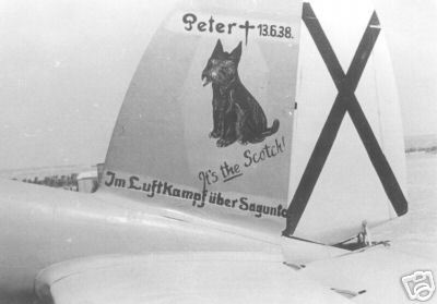 13 июня 1938 года скотч-терьер Петер погиб на борту бомбардировщика He-111B-1 из 1.К/88 легиона «Кондор»