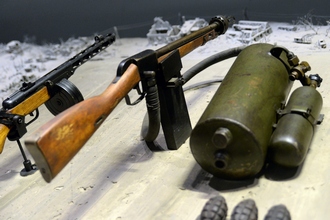 Пистолет-пулемёт ППШ, ранцевый огнемёт РОКС-3, гранаты Ф-1, Музей-панорама «Сталинградская битва»