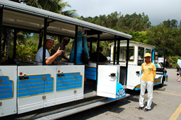 Мини-поезд, перевозящий туристов между отдельными точками парка 